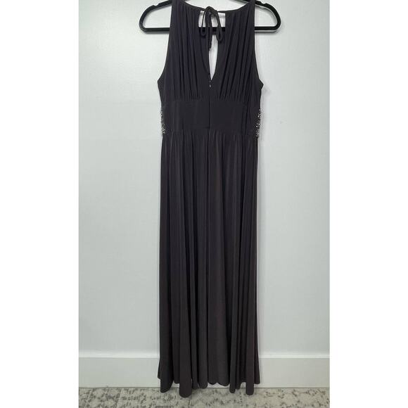R&M‎ Richards Sleeveless Halter Neck Gown Dress Prom Bridesmaid Beaded Brown 10 - Picture 10 of 14